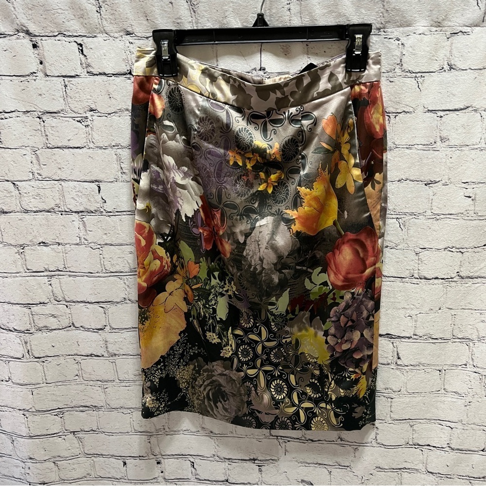 DSTUDIO Floral Pencil Skirt Multicolor Knee Length Lined Size 4
